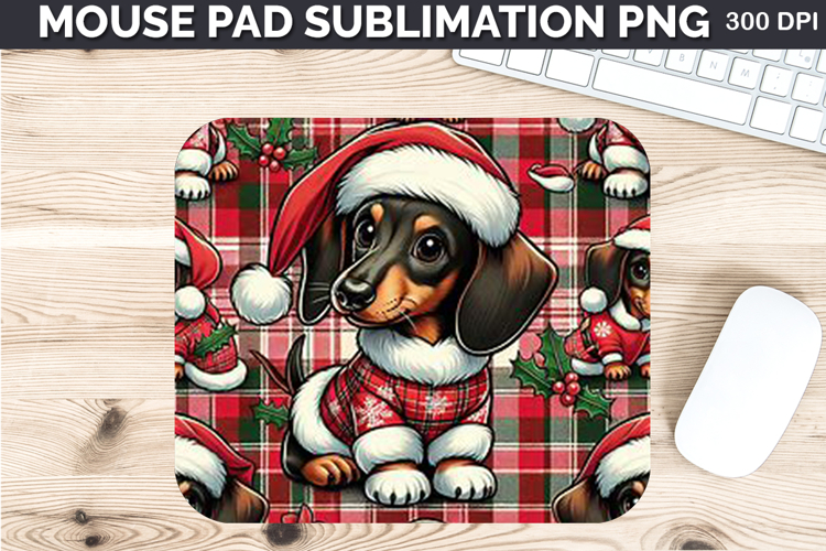 Watercolor Dog Mouse Pad Sublimation - Christmas PNG Design