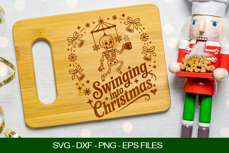 Swinging into Christmas Cutting Board SVG