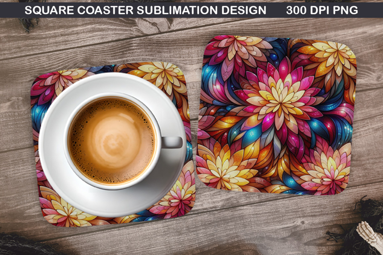 Flowers Coaster Sublimation, Spring Coaster PNG Design