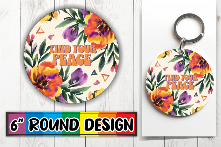 Timeless Keychain Circle Design, Flower Quote