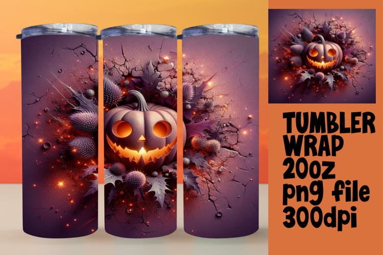 CHARMING 20oz Tumbler Template , 3D Pumpkin