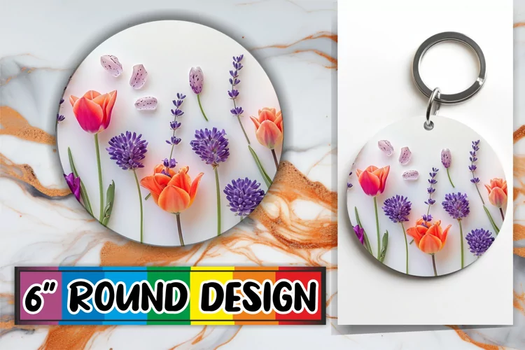 Spring Splendor Design Circle - Sublimation Charm Round