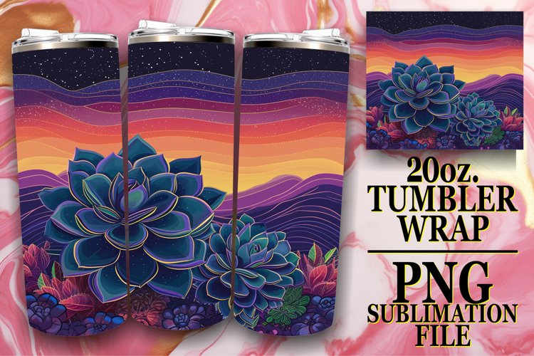 Summer Botanical Dream Tumbler Design - Retro Charm example image 1