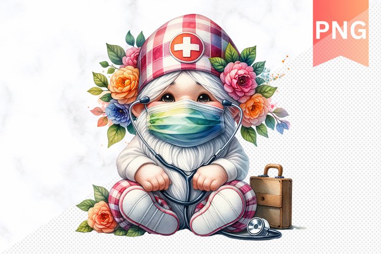 Floral Nurse Gnome Sublimation - Nurse Gnome Sublimation
