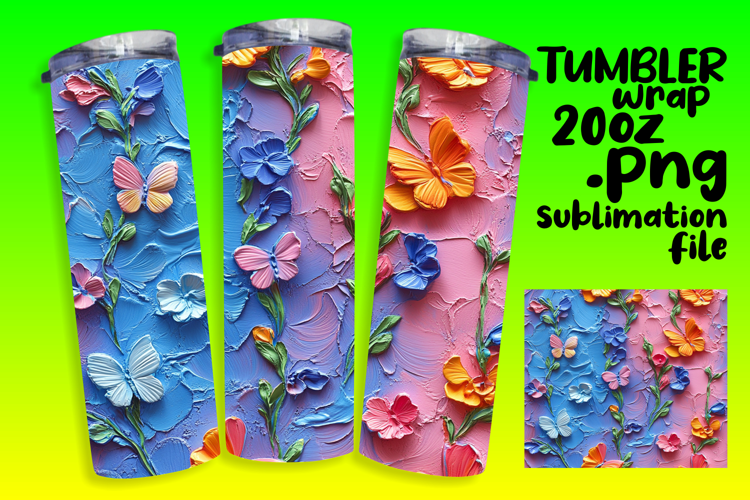 Sublimation-Ready 20oz Artwork , 3D Flower