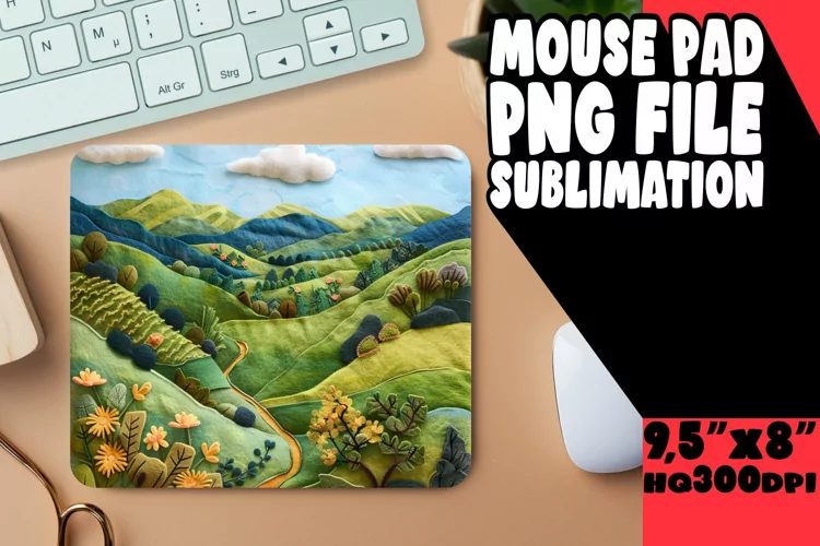 Artistic 3D Summer Landscape for Mouse Pad