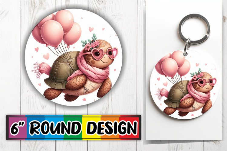 Enchanted Circle Keychain PNG, Turtle