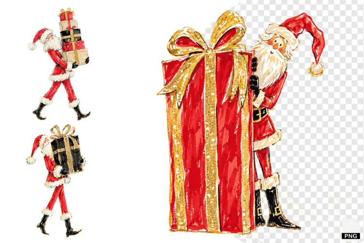 Santa With Presents PNG