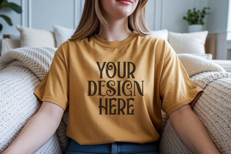 Mustard Comfort Colors 1717 T-shirt Mockups,1717 Mockups