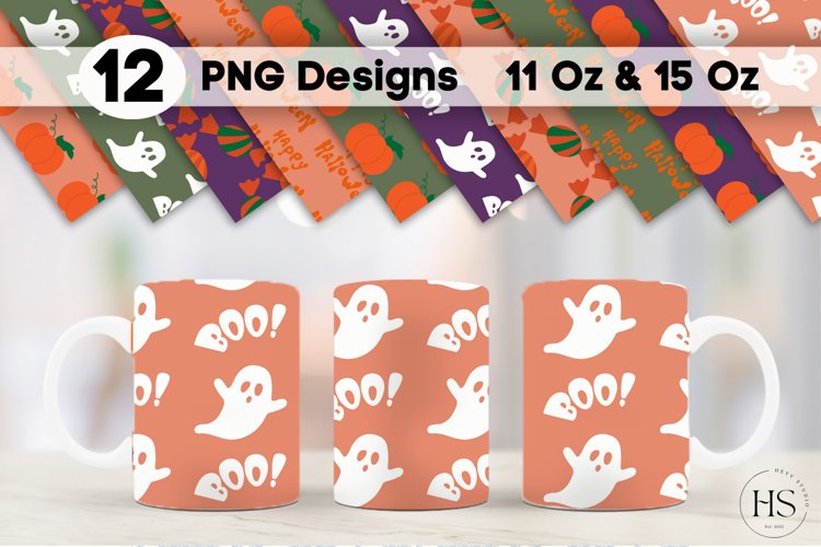 12 Happy Halloween Mug Sublimation PNG Bundle, Mug Wrap example image 1