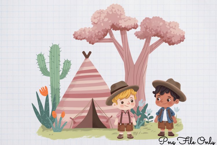 Watercolor Safari Adventure Clipart PNG
