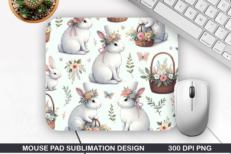 Bunny Mouse Pad Sublimation, Easter Bunny Mouse Pad PNG