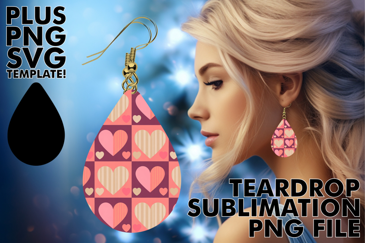 VIBRANT Teardrop Earrings Magic PNG, Valentines Pattern