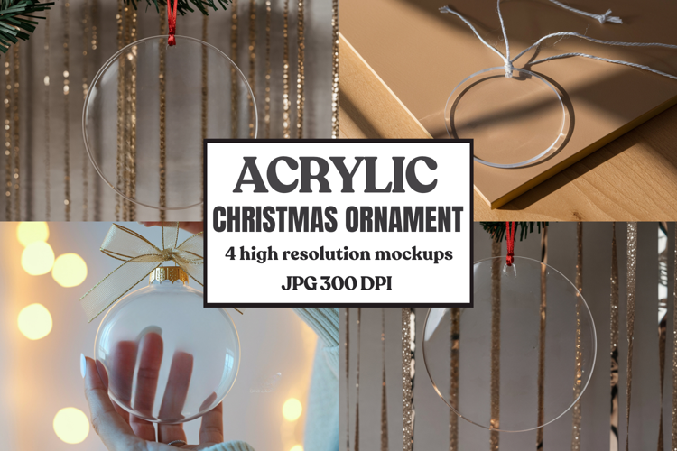 Christmas Acrylic Ornament Mockups | Round Clear Acrylic Orn