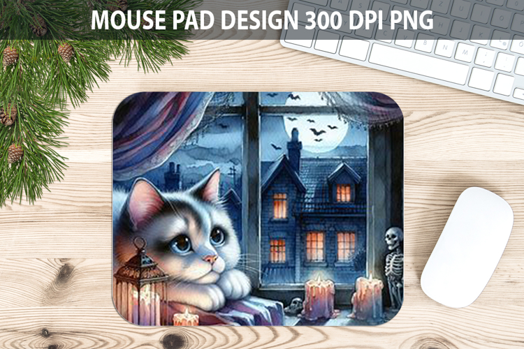 Watercolor Cat Mouse Pad Sublimation - Animal PNG