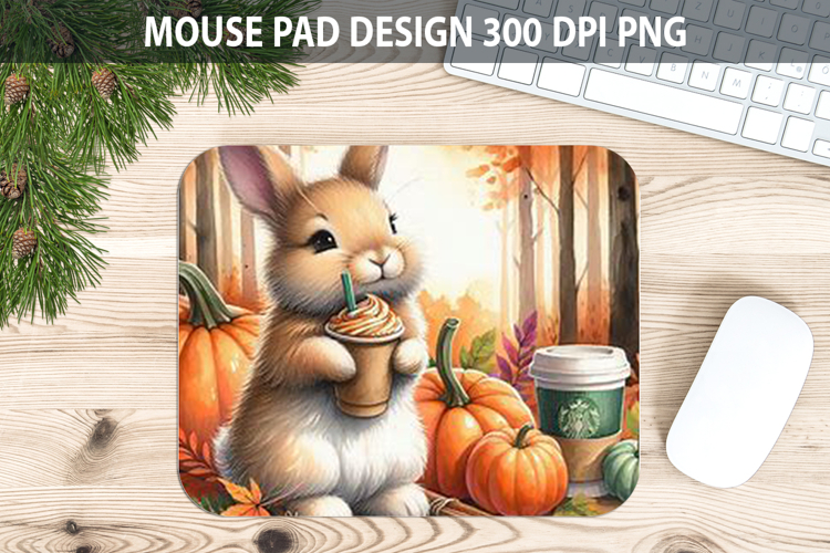 Watercolor Bunny Mouse Pad Sublimation - Animal PNG Design