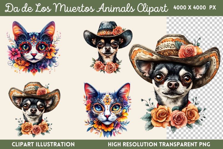 Da de Los Muertos Animals PNG