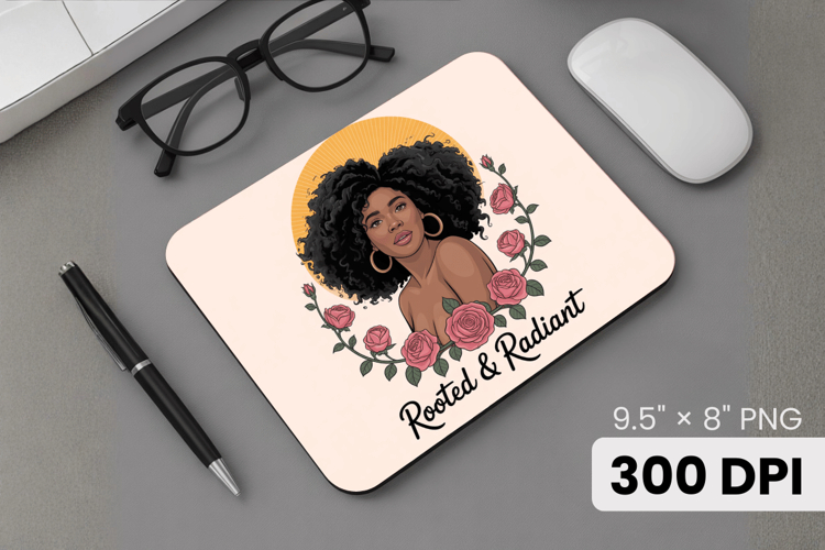 Afro Girl / Woman braided hair Mouse Pad, Black Queen PNG