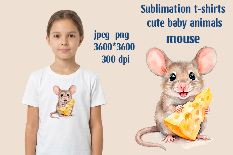 Sublimation kids t-shirts mouse