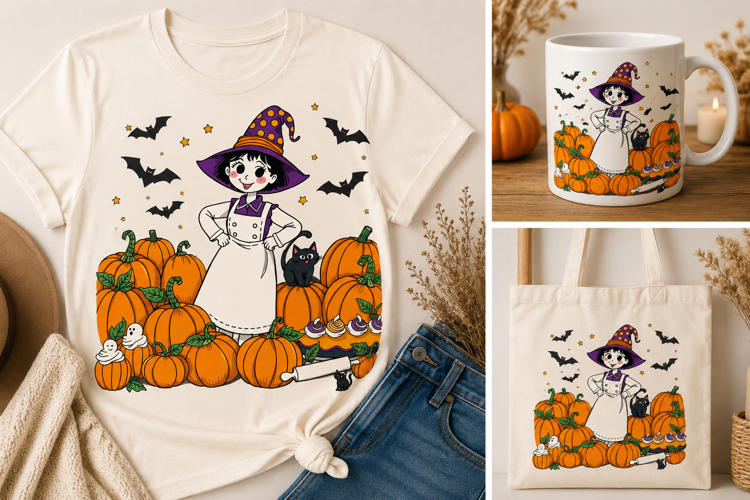 Halloween Witch Pumpkin PNG | Cute Witch & Cat Spooky Clipar