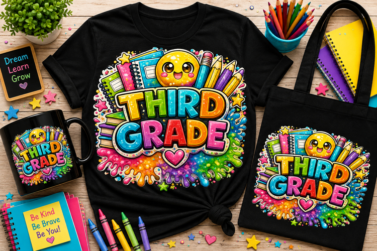 Third Grade PNG | Back to School Sublimation Design