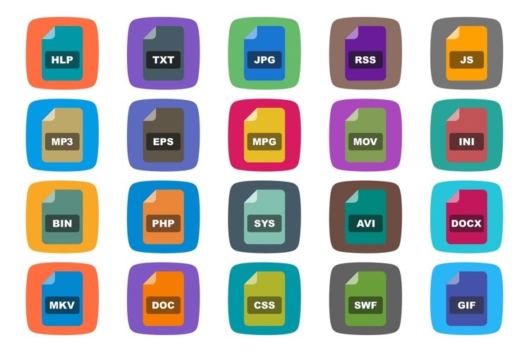 Set Of File Formats Icons