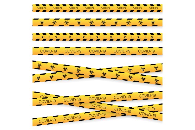 Yellow coronavirus lines. Sign caution coronavirus. Danger example image 1
