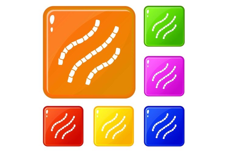 Escherichia coli icons set vector color