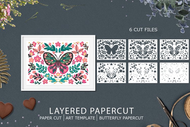 Butterfly and nature layered paper cut| Butterfly paper