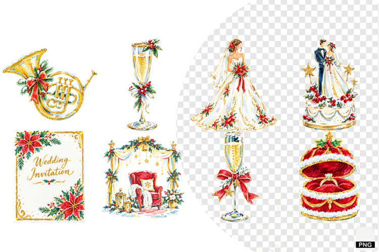 Wedding Party In Christmas Clipart