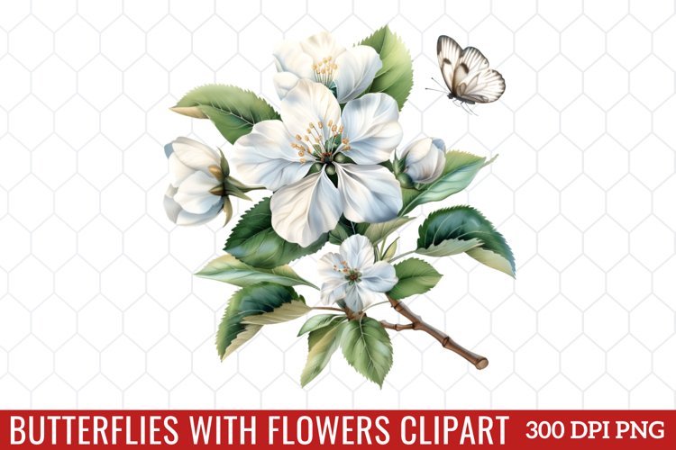 Butterflies With Flowers Clipart