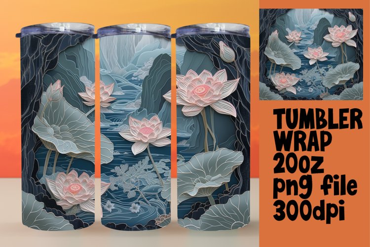 Sublimation Wrap 20oz - 3D Flower in Hole Design Print