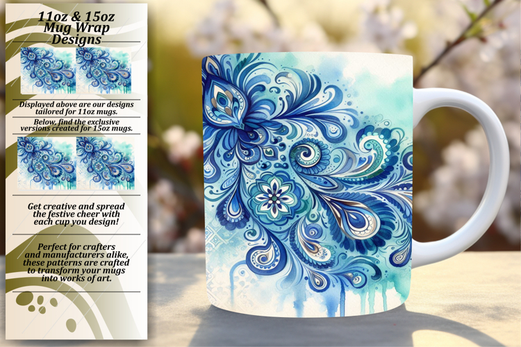 Sweet 15oz Mug Wrap Png Design , Watercolor Patter