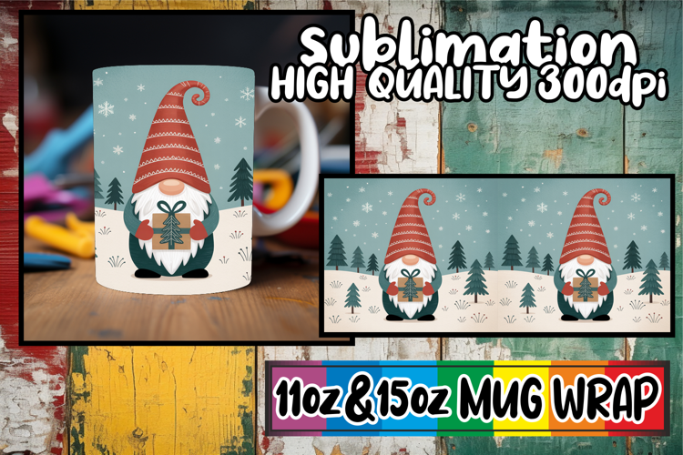 Uplifting moments 11oz 15oz sublimation wrap, Holiday Gnome