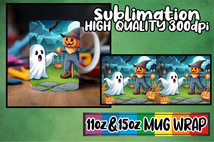 Playful evenings 11oz 15oz sublimation wrap, Ghost