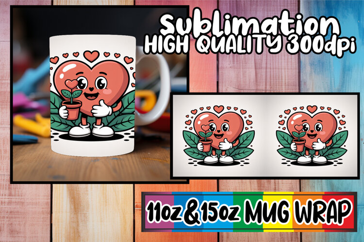 Amazing vibes sublimation 11oz 15oz mug wrap, Valenines Hear example image 1