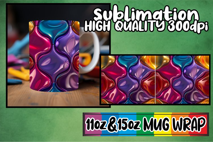 Colorful Inflated Visions: Sublimation Mug Wrap 11oz/15oz