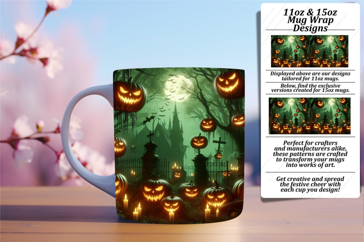 Stylish 11oz Mug Wrap Png Artwork , Horror Halloween