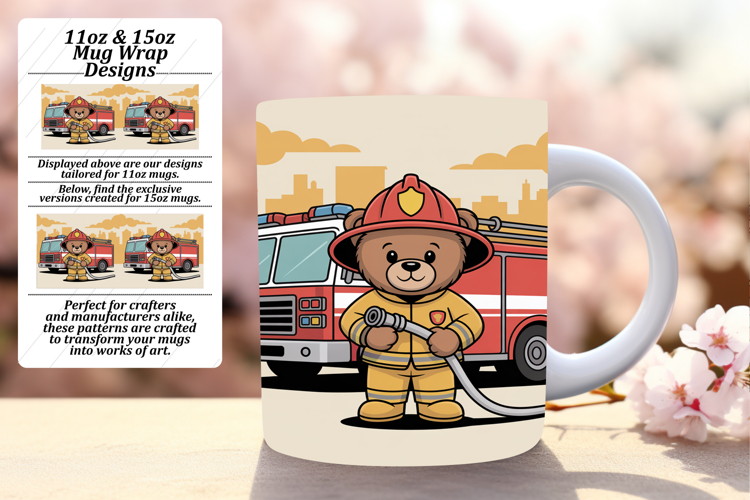Quirky 15oz Mug Wrap Png Artwork , Cute Bear