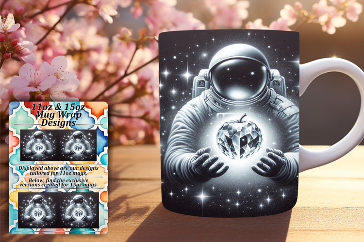 Radiant 11oz Mug Wrap Png Artwork , Astronaut
