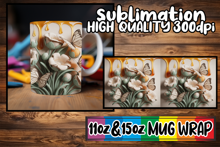 Playful evenings 11oz 15oz sublimation wrap, 3D Flowers