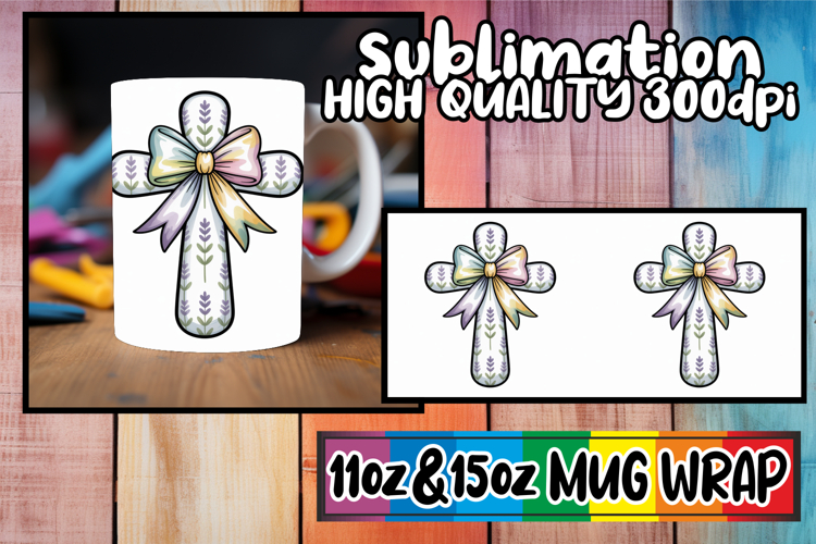 Inspired dreams sublimation mug wrap, Cross and Bow