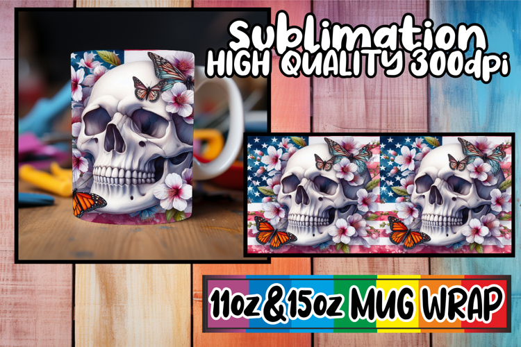 Wholesome escapes 11oz 15oz sublimation wrap, Skull USA