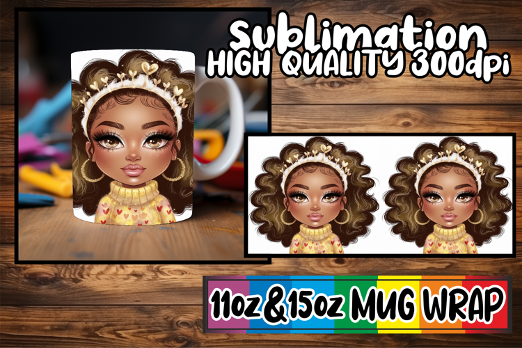 Cheerful mornings sublimation print wrap, Afro Girl