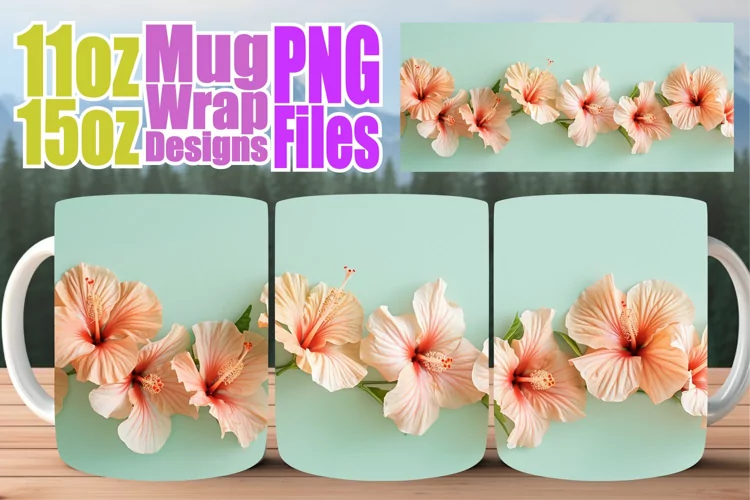 Floral Fantasy Mug Wrap: Vibrant Spring Sublimation