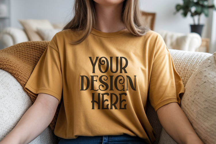 Mustard Comfort Colors 1717 T-shirt Mockups,1717 Mockups