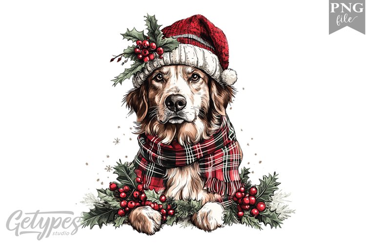 Christmas Dog Clipart Design - High Quality 300 Dpi