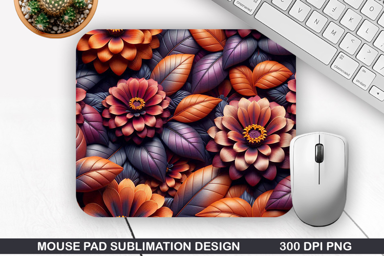 3D Flowers Mouse Pad Sublimation, Flowers Mouse Pad PNG
