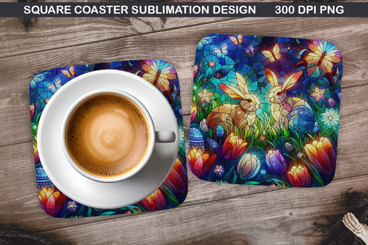 Bunny Coaster Sublimation, Easter Coaster PNG Design