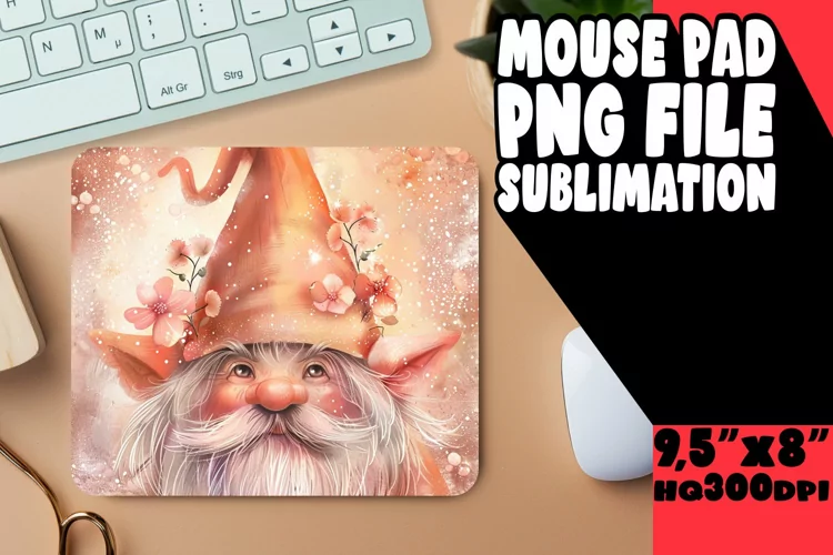 Enchanted Evergreens: Gnome Mouse Pad Design Watercolor